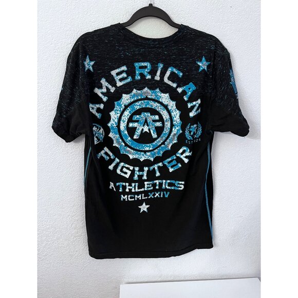 American Fighter Athletics Mens size Large T-Shirt Black/Blue Graphic Tee - Picture 2 of 5